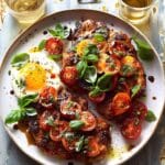 Basil Chicken Saltimbocca with Marinated Tomatoes and Burrata
