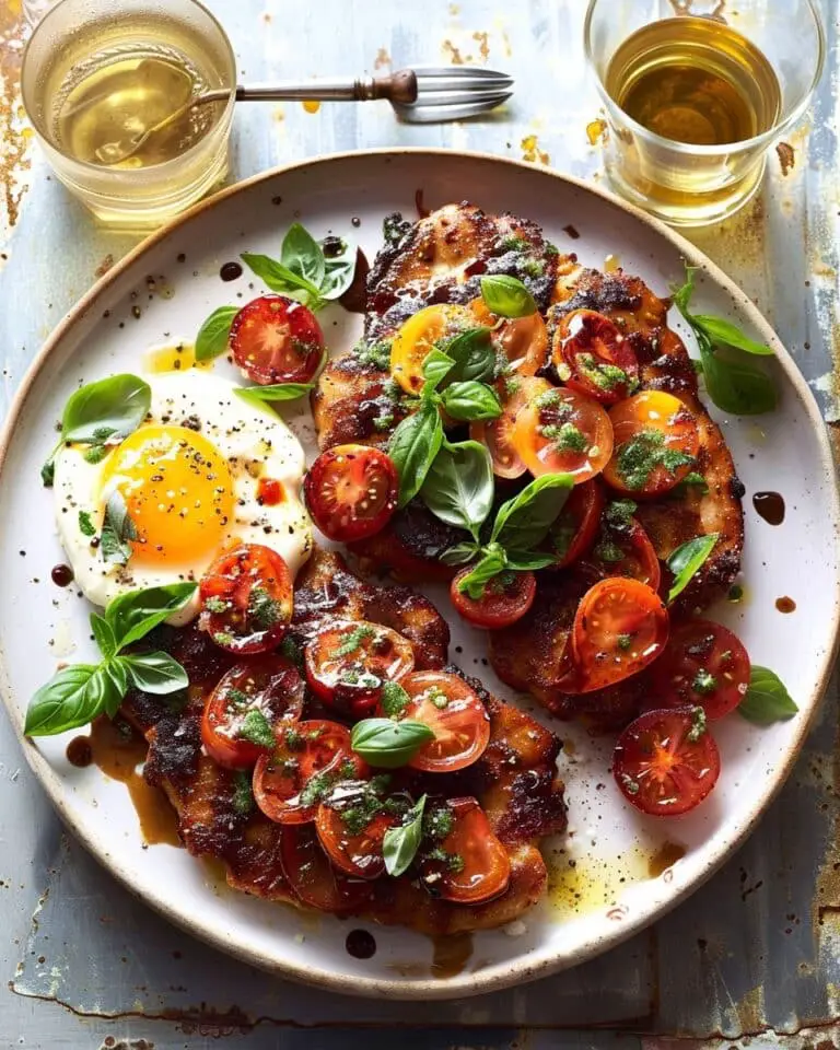 Basil Chicken Saltimbocca with Marinated Tomatoes and Burrata