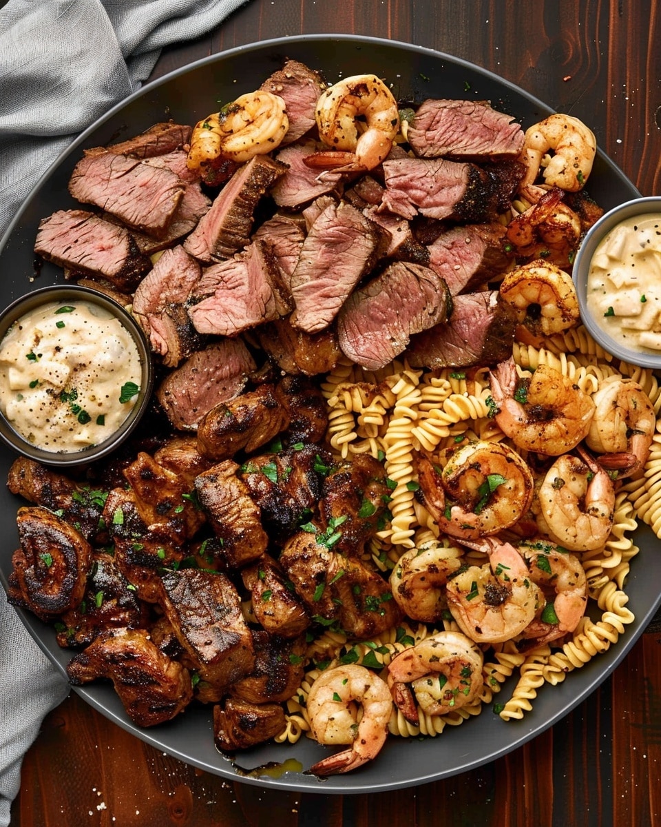 Blackened Steak and Shrimp Alfredo