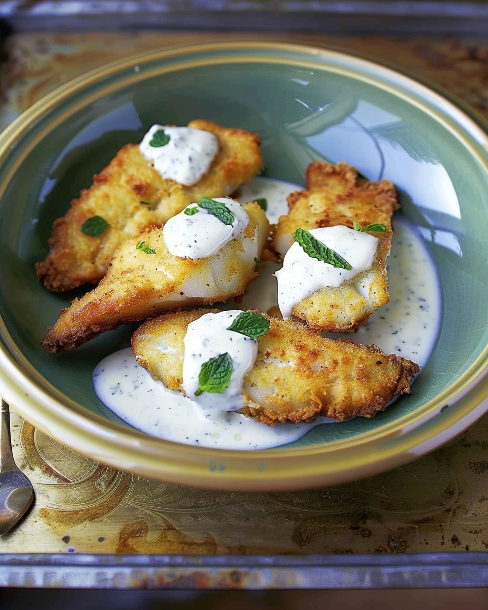 Crispy Fish with Greek Yogurt Mint Sauce
