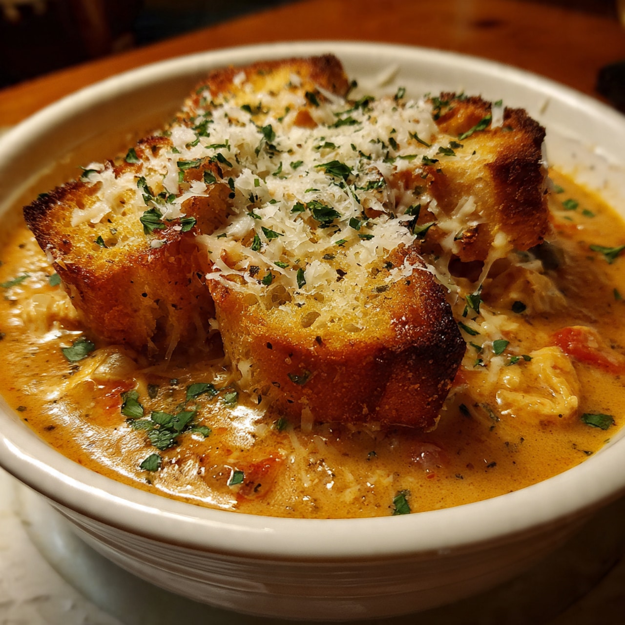 Crock Pot Creamy Chicken Parmesan Soup