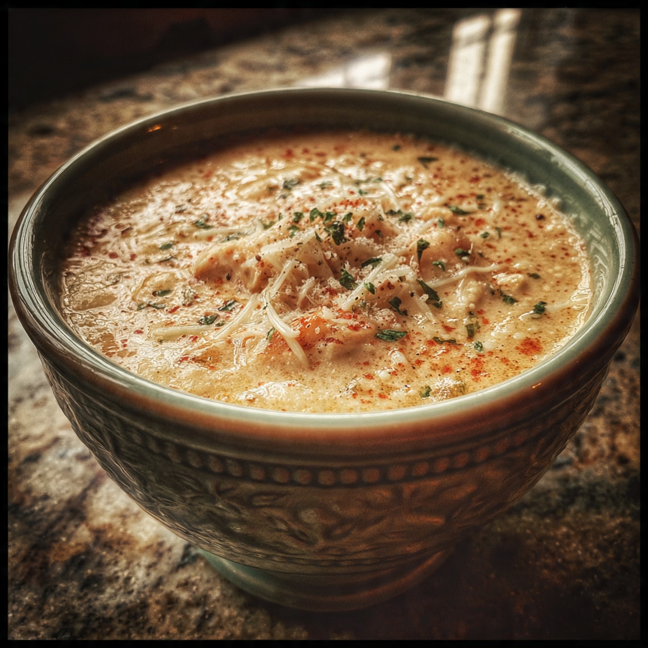 Crock Pot Creamy Chicken Parmesan Soup
