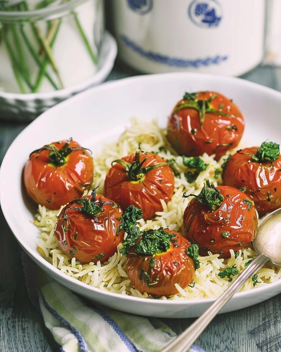 Ginger Roasted Tomatoes & Cardamom Pilaf