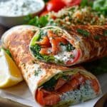 Greek Salmon Wraps with Garlic Yogurt Sauce