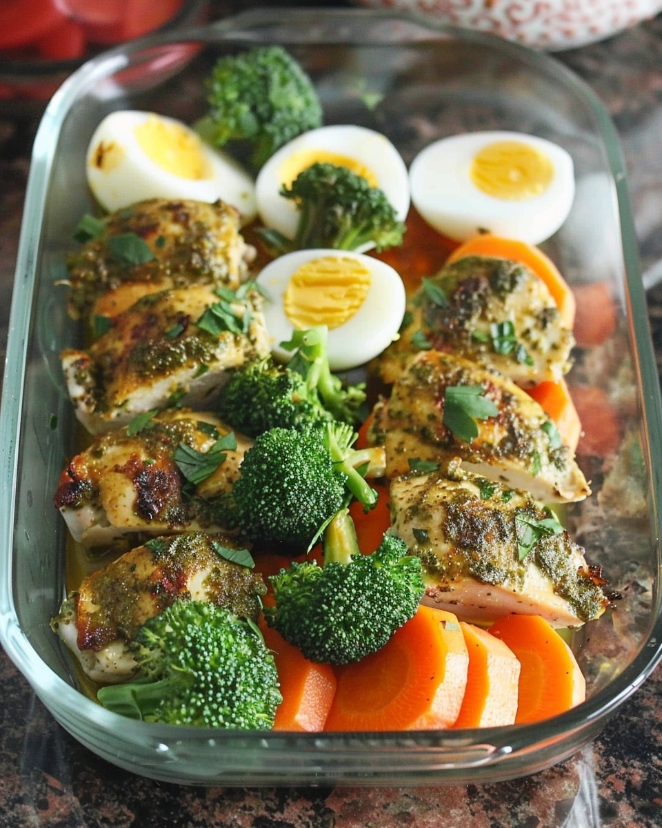 Herb-Roasted Chicken with Broccoli, Carrots & Hard-Boiled Eggs