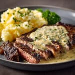 Juicy Steak with Creamy Garlic Sauce