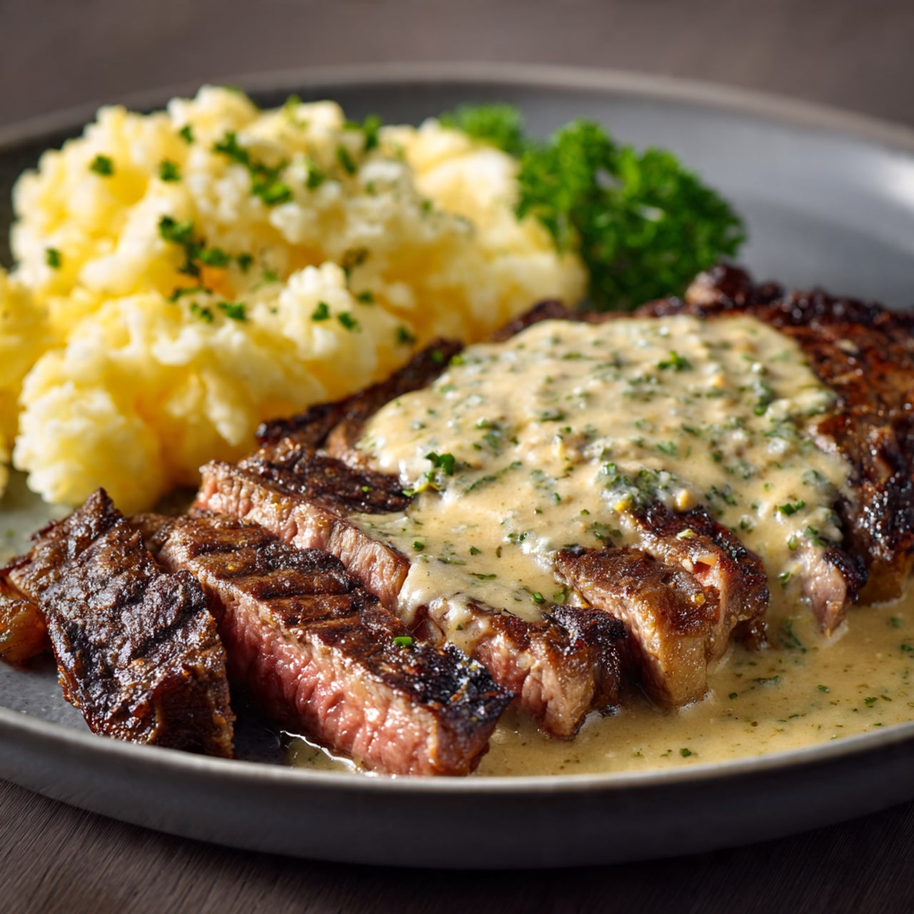 Juicy Steak with Creamy Garlic Sauce