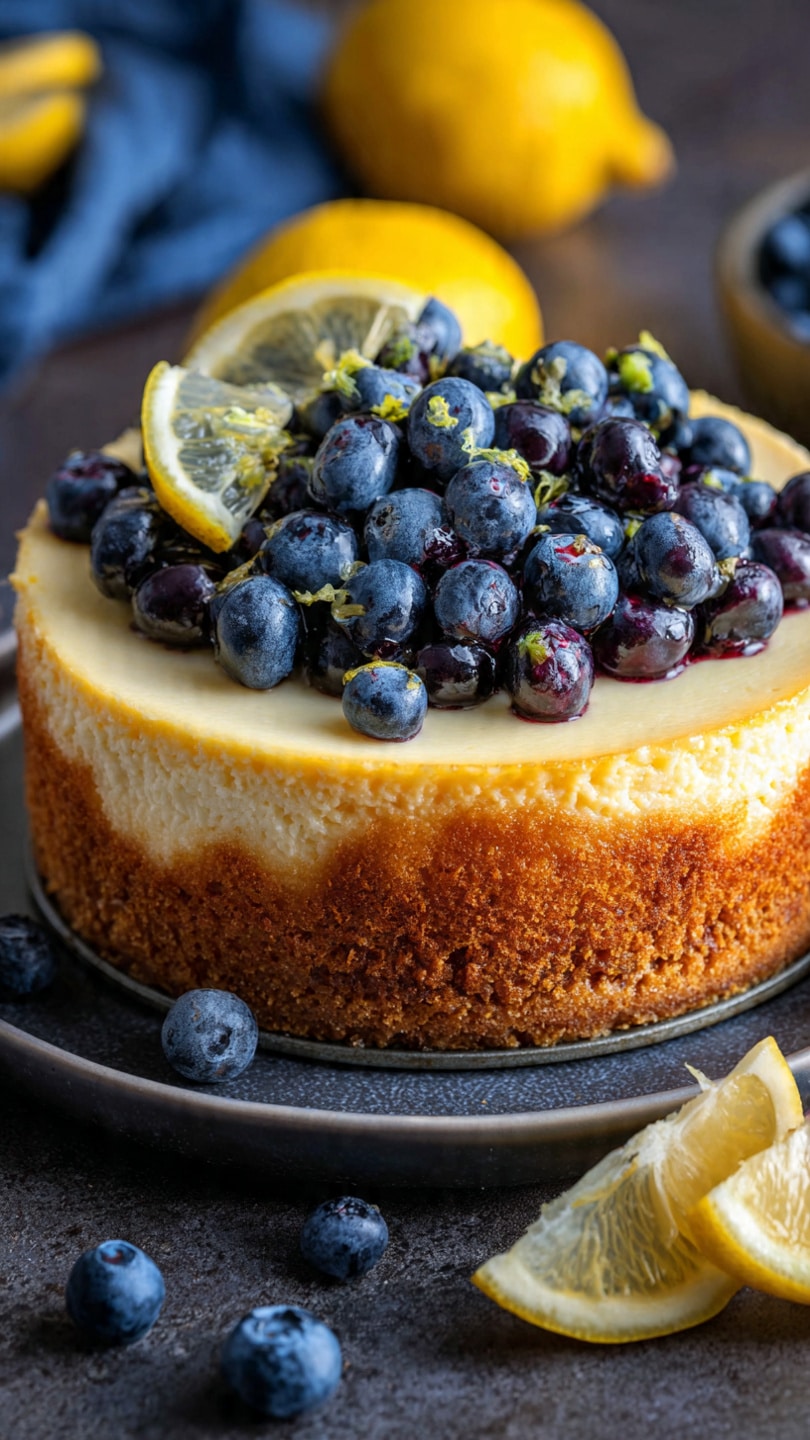 Lemon-Blueberry High Protein Cheesecake