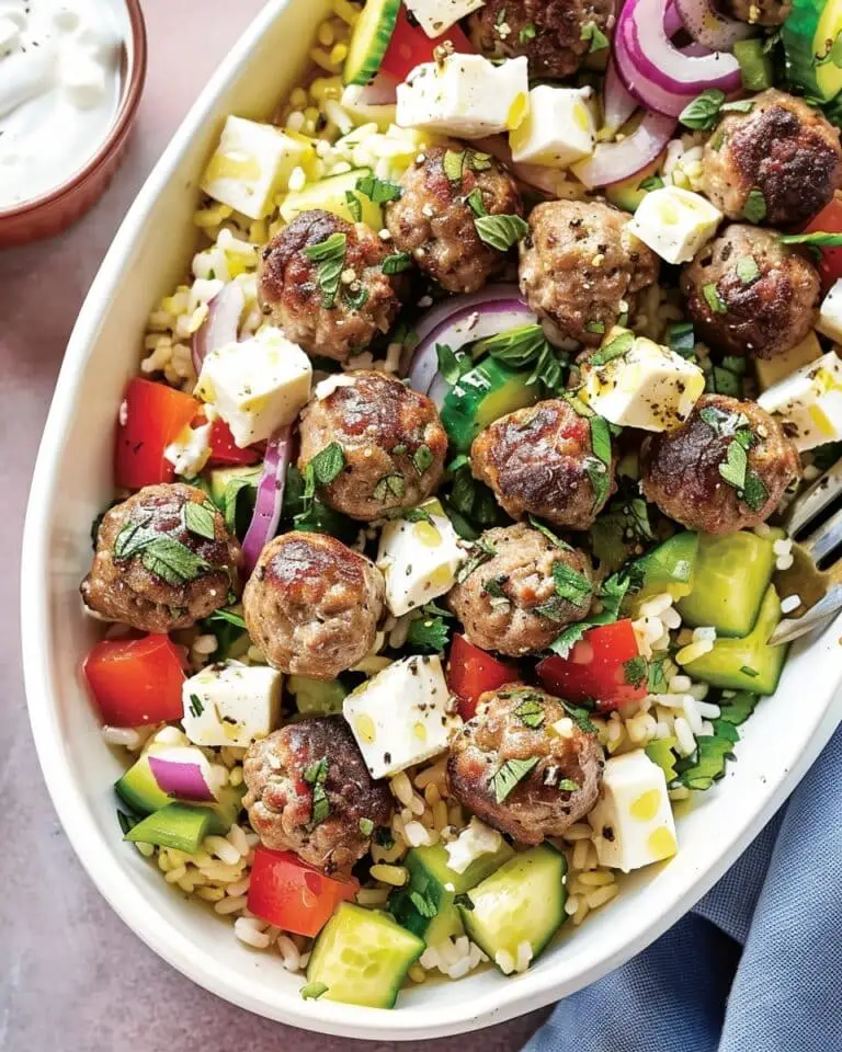 Midweek Greek Salad and Meatball Traybake