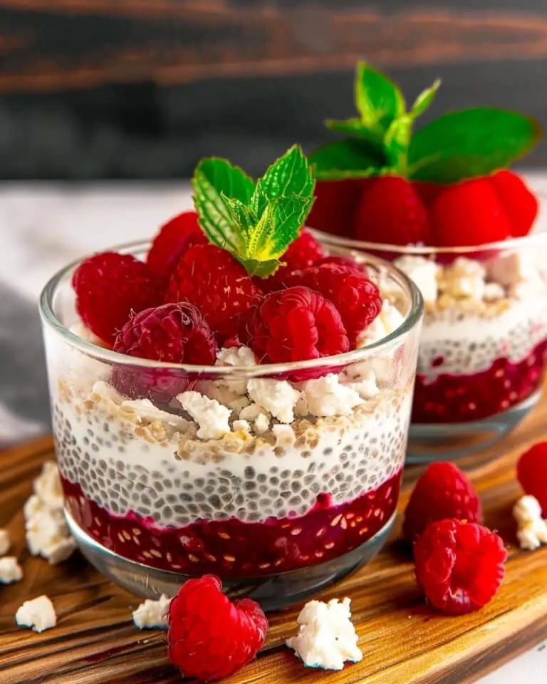 Raspberry Chia Pudding with Cottage Cheese