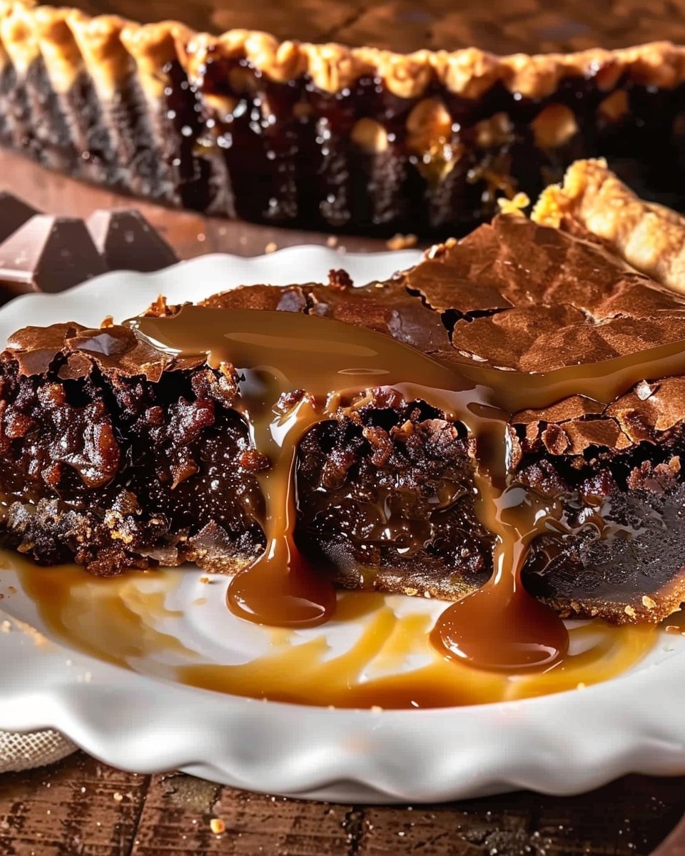 Rich and Gooey Caramel Brownie Pie