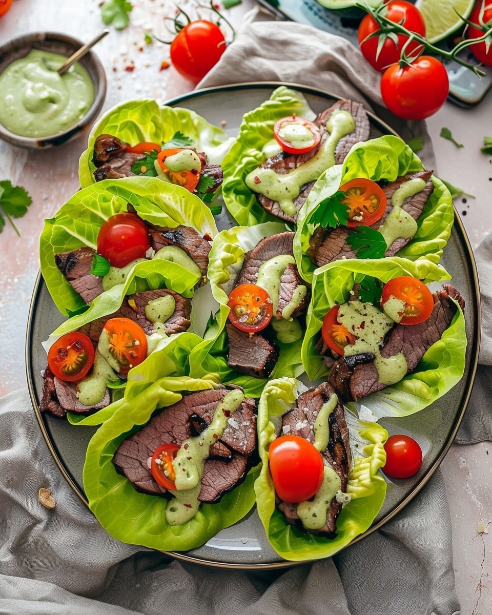 Tangy Grass-fed Beef Lettuce Wraps