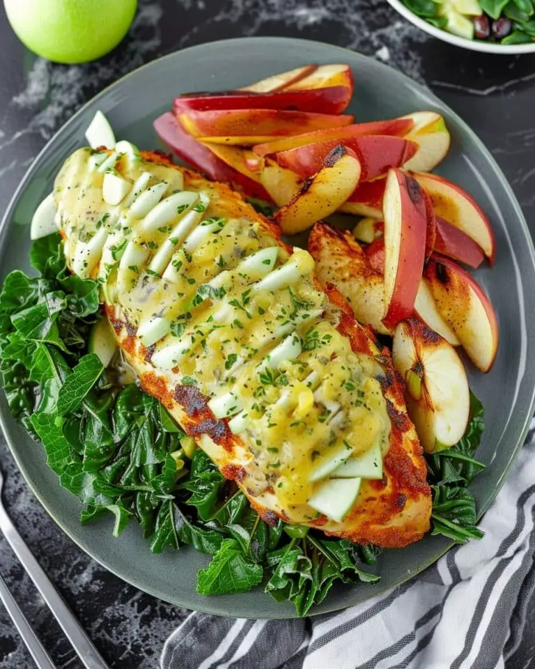 Apple-Cheddar Stuffed Chicken with Apple-Dijon Pan Sauce