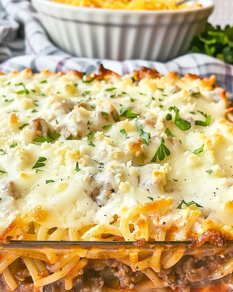 Baked Cream Cheese Spaghetti Casserole