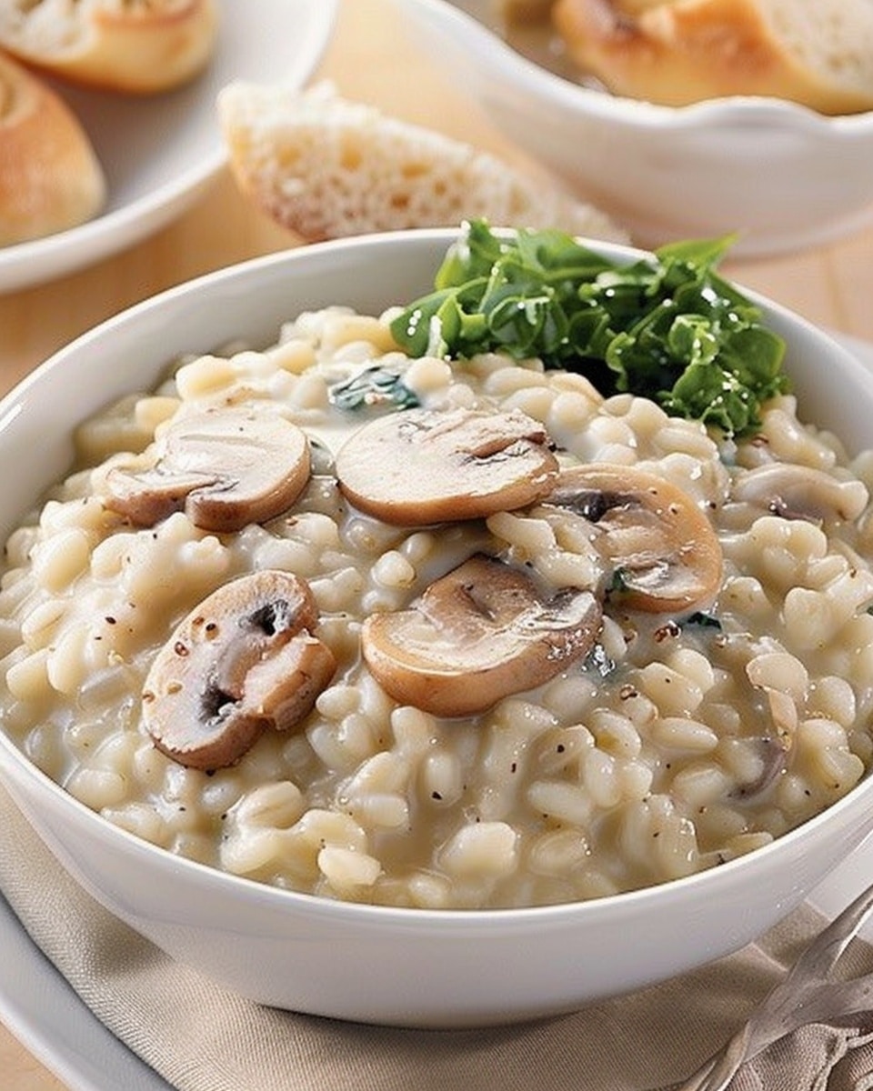 Barley Risotto with Mushrooms and Spinach