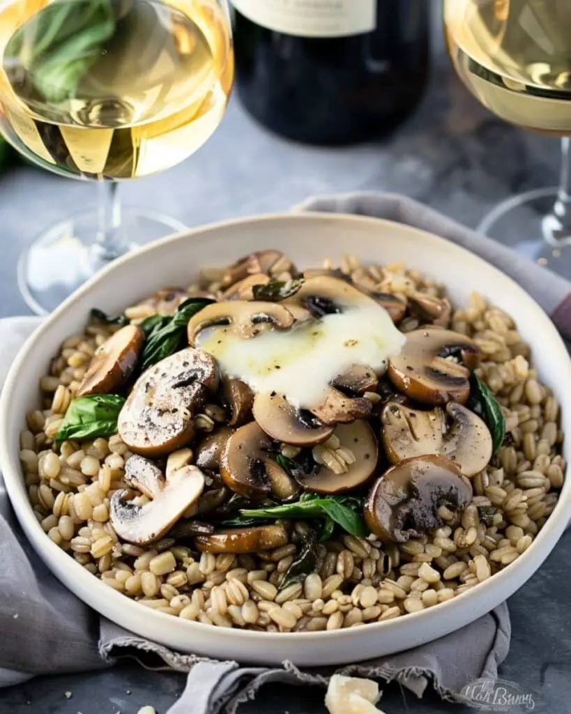 Barley Risotto with Mushrooms and Spinach