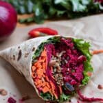 Beet and Carrot Hummus Wraps