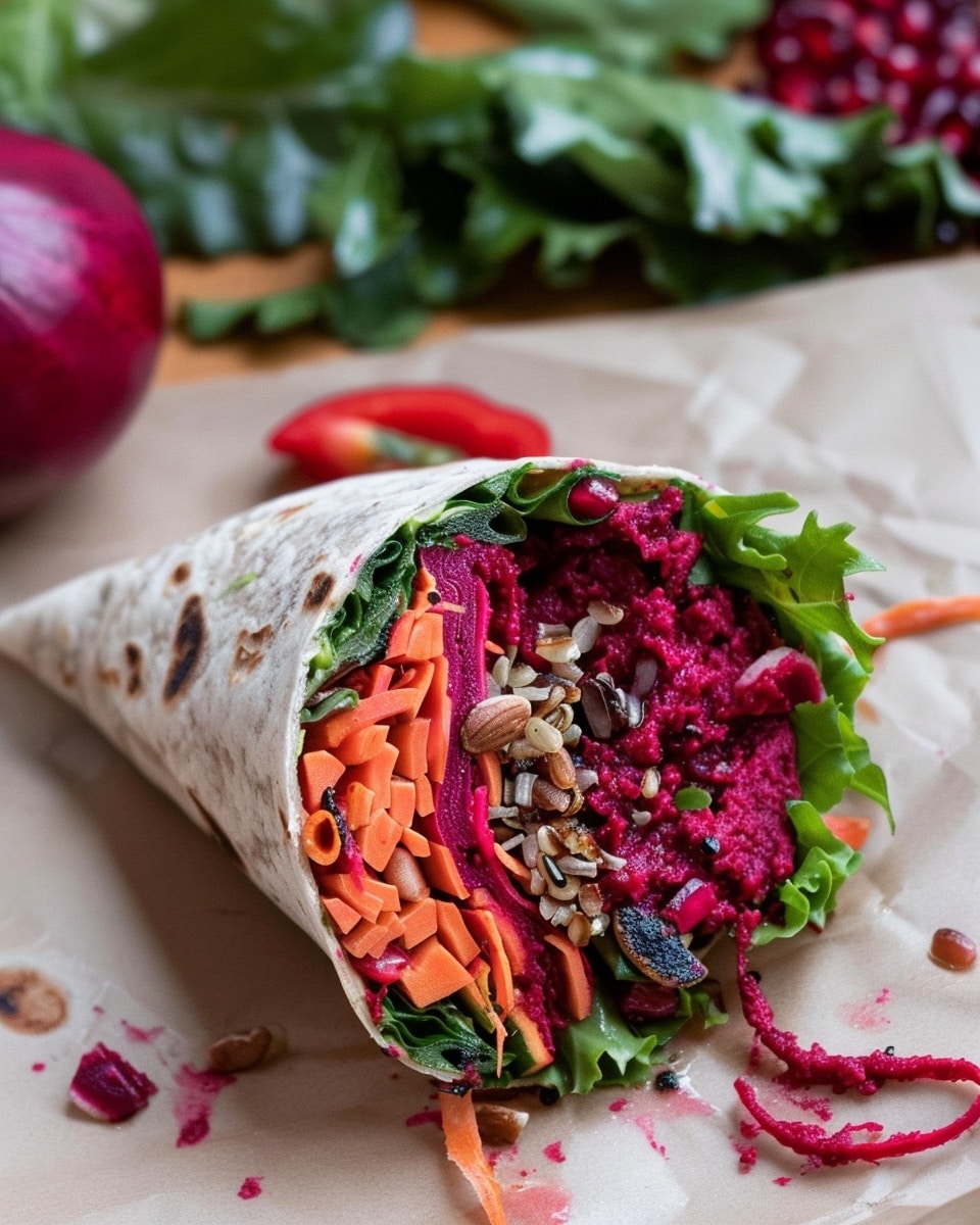 Beet and Carrot Hummus Wraps