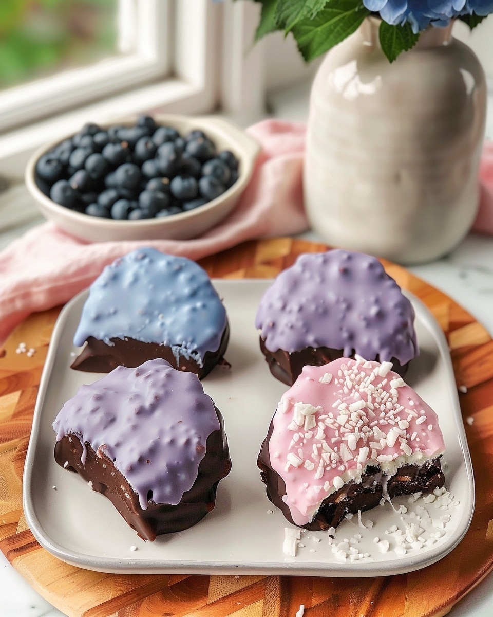 Chocolate Dipped Blueberry Cottage Cheese Clusters