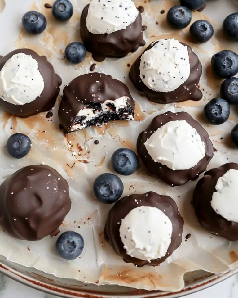 Chocolate Dipped Blueberry Cottage Cheese Clusters