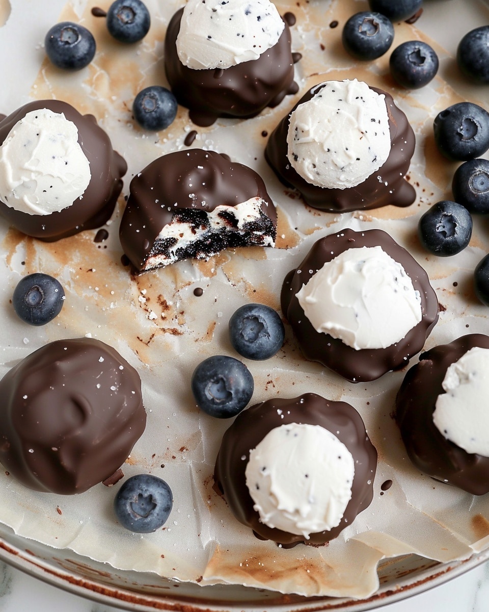 Chocolate Dipped Blueberry Cottage Cheese Clusters