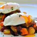 Corned Beef and Root Vegetable Hash with Poached Eggs