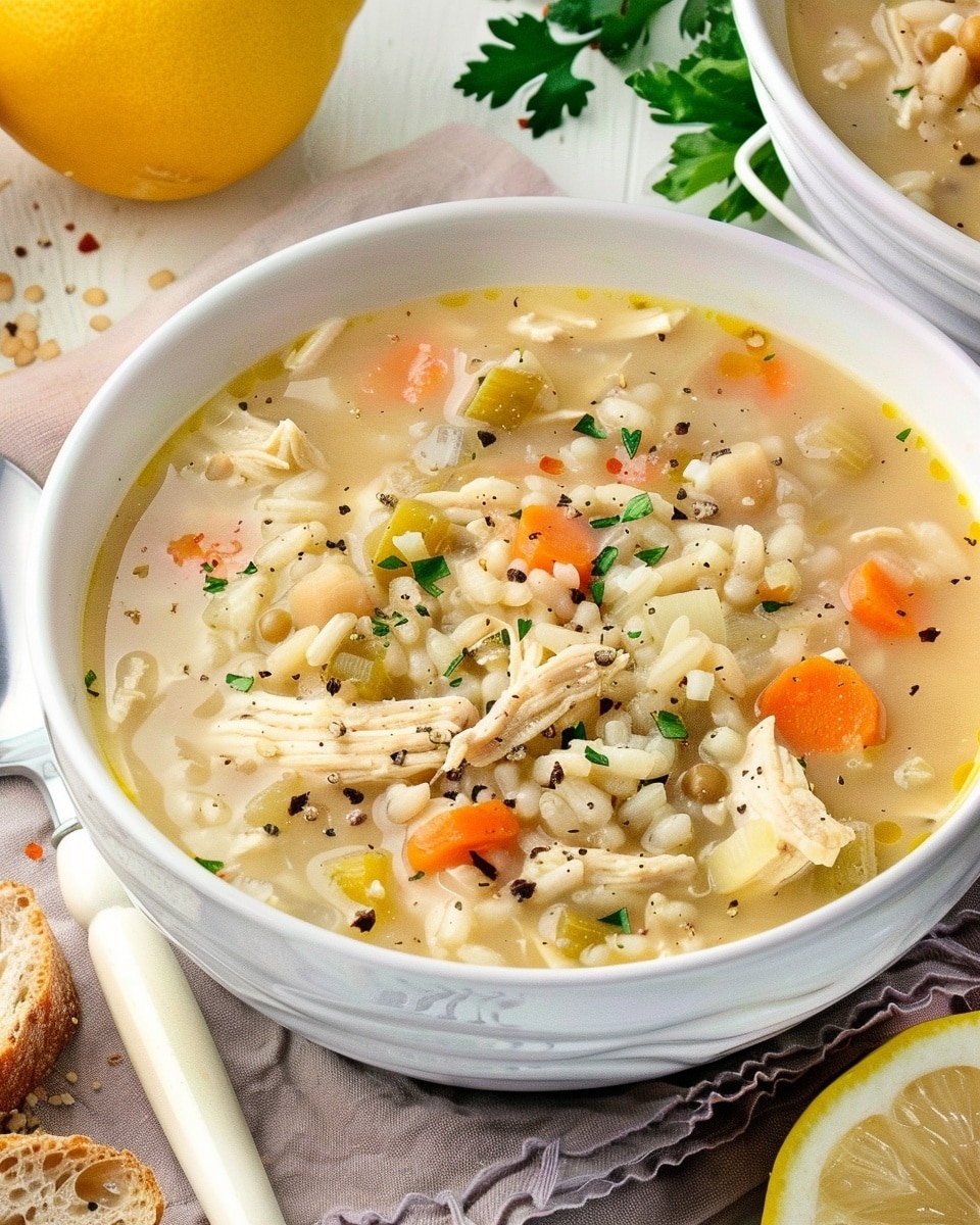 Creamy Chicken Lemon Rice Soup