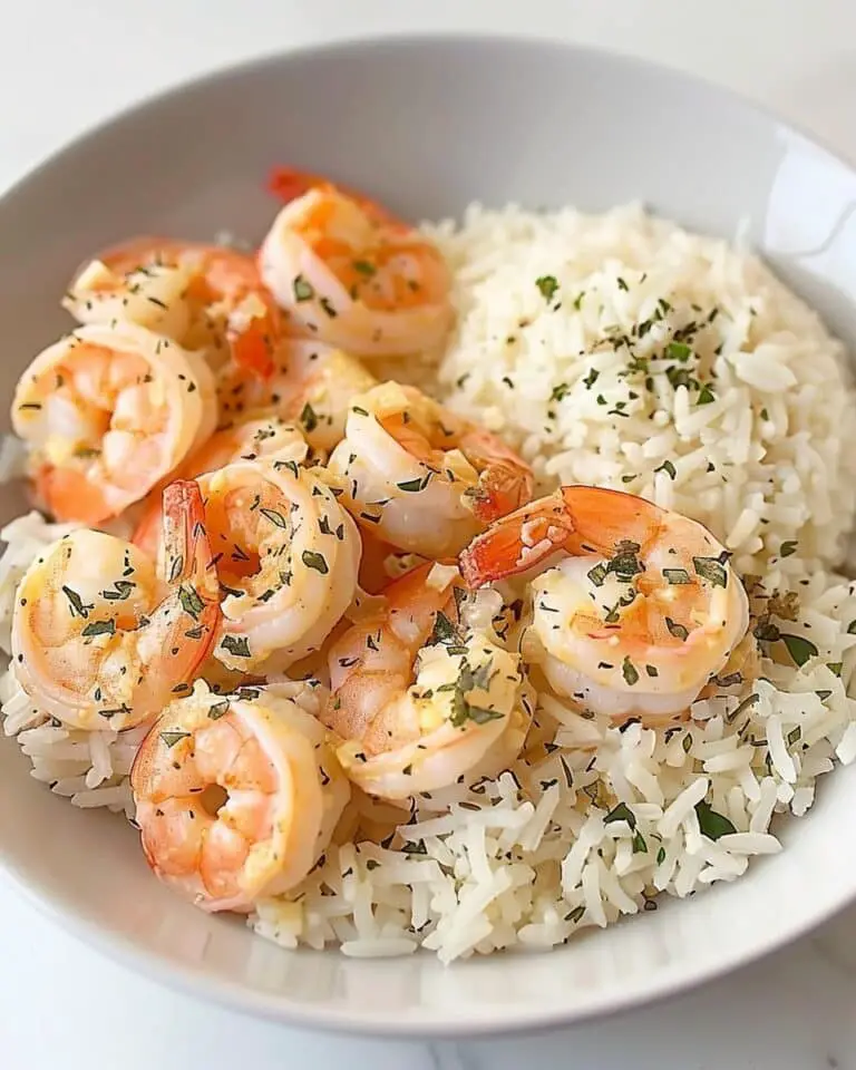 Creamy Garlic Butter Shrimp Bowl with Herb Rice