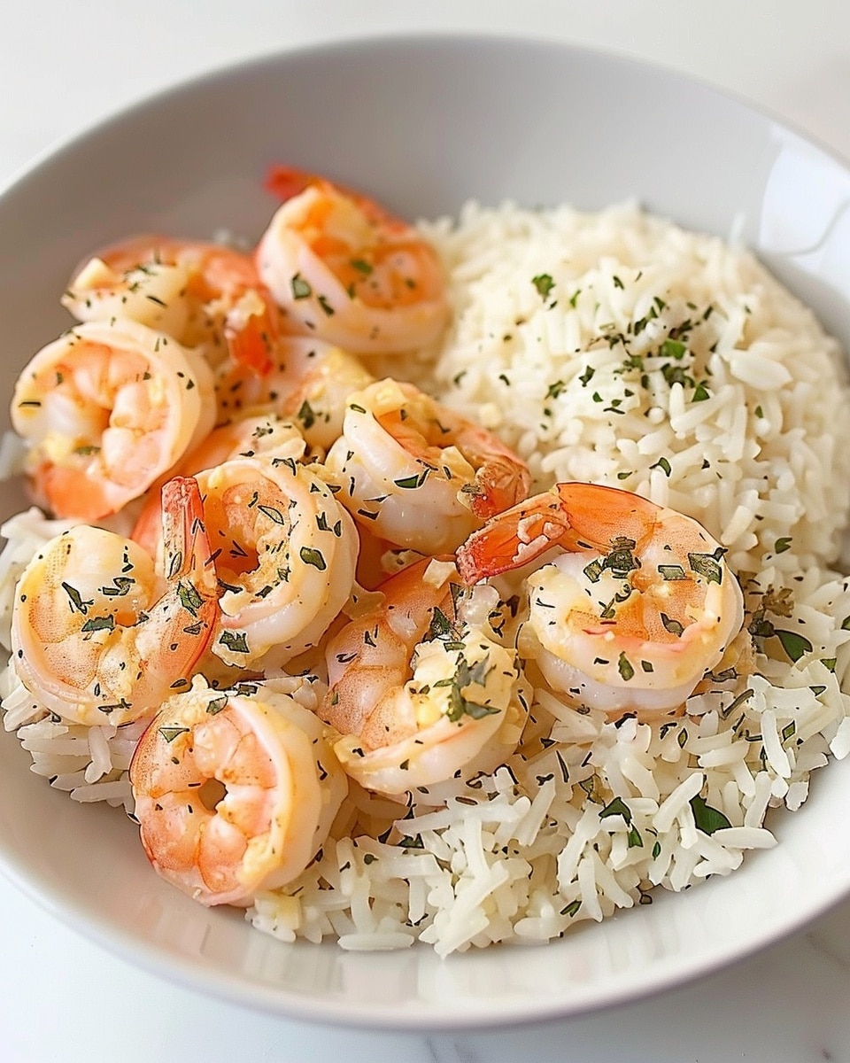 Creamy Garlic Butter Shrimp Bowl with Herb Rice