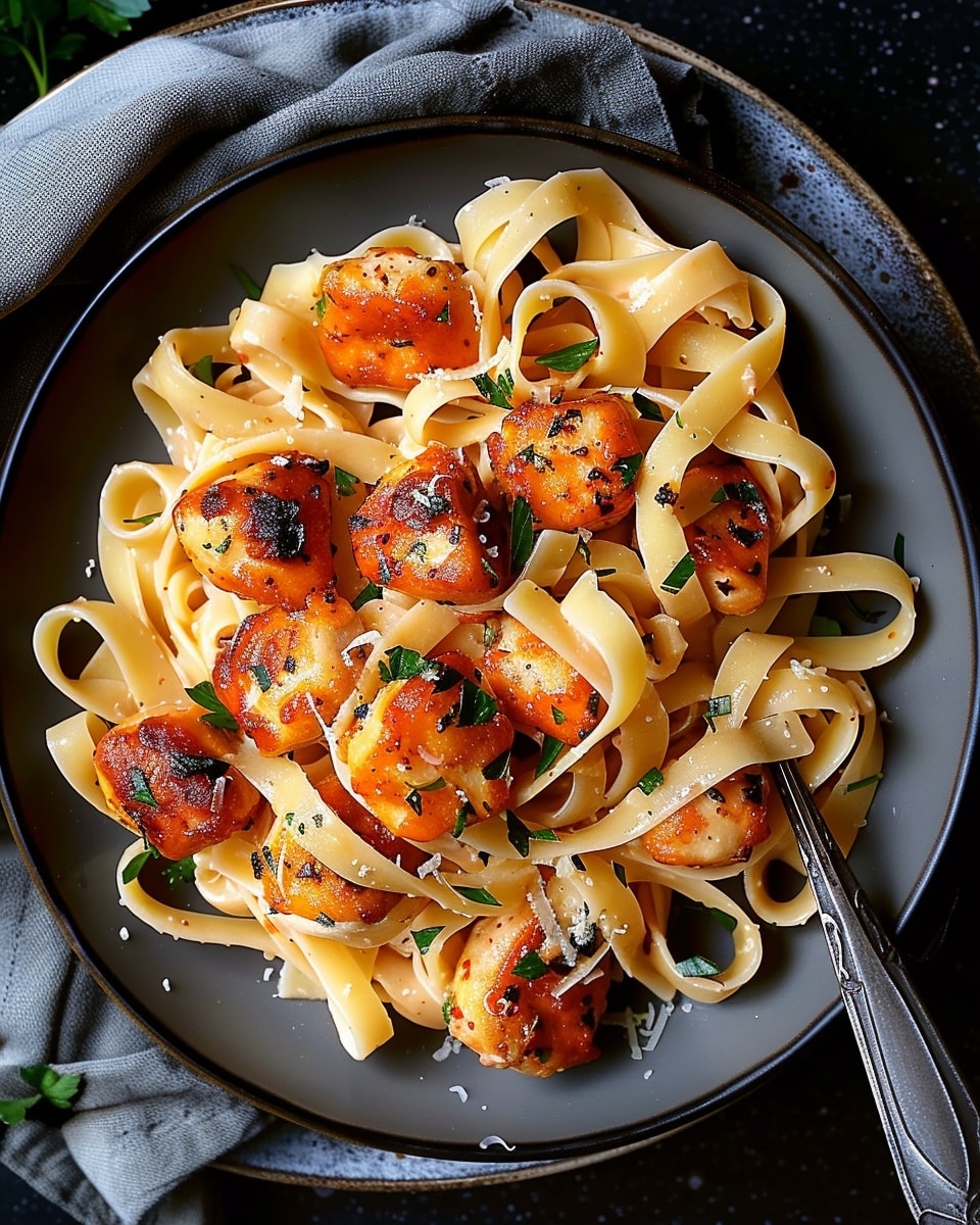 Garlic Butter Chicken Bites with Creamy Parmesan Pasta