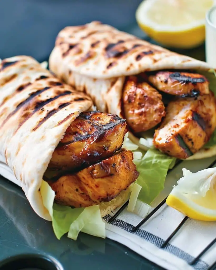 Grilled Lemon Chicken Flatbread Wraps