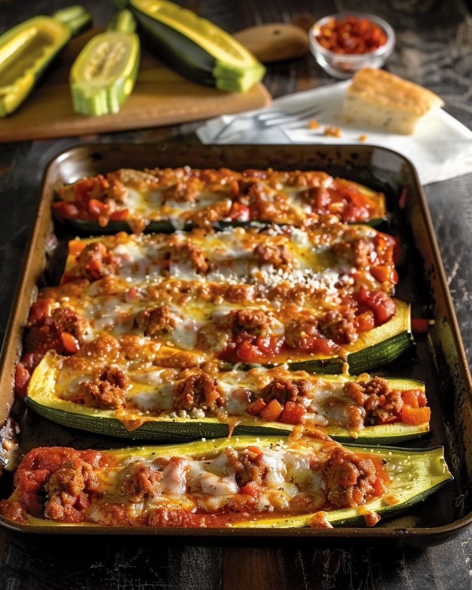 Ground Beef Stuffed Zucchini Boats Recipe