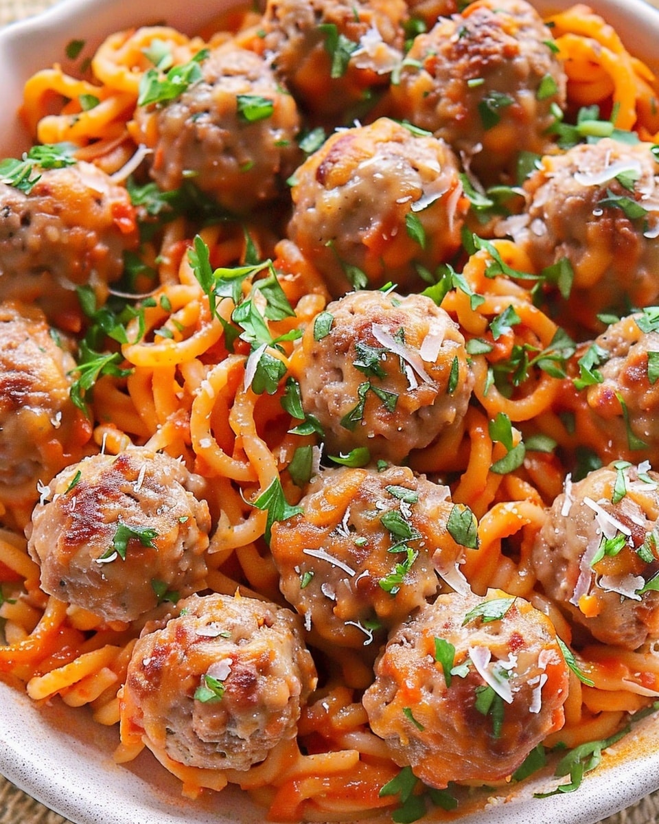 Homemade One Pot Spaghettios and Meatballs