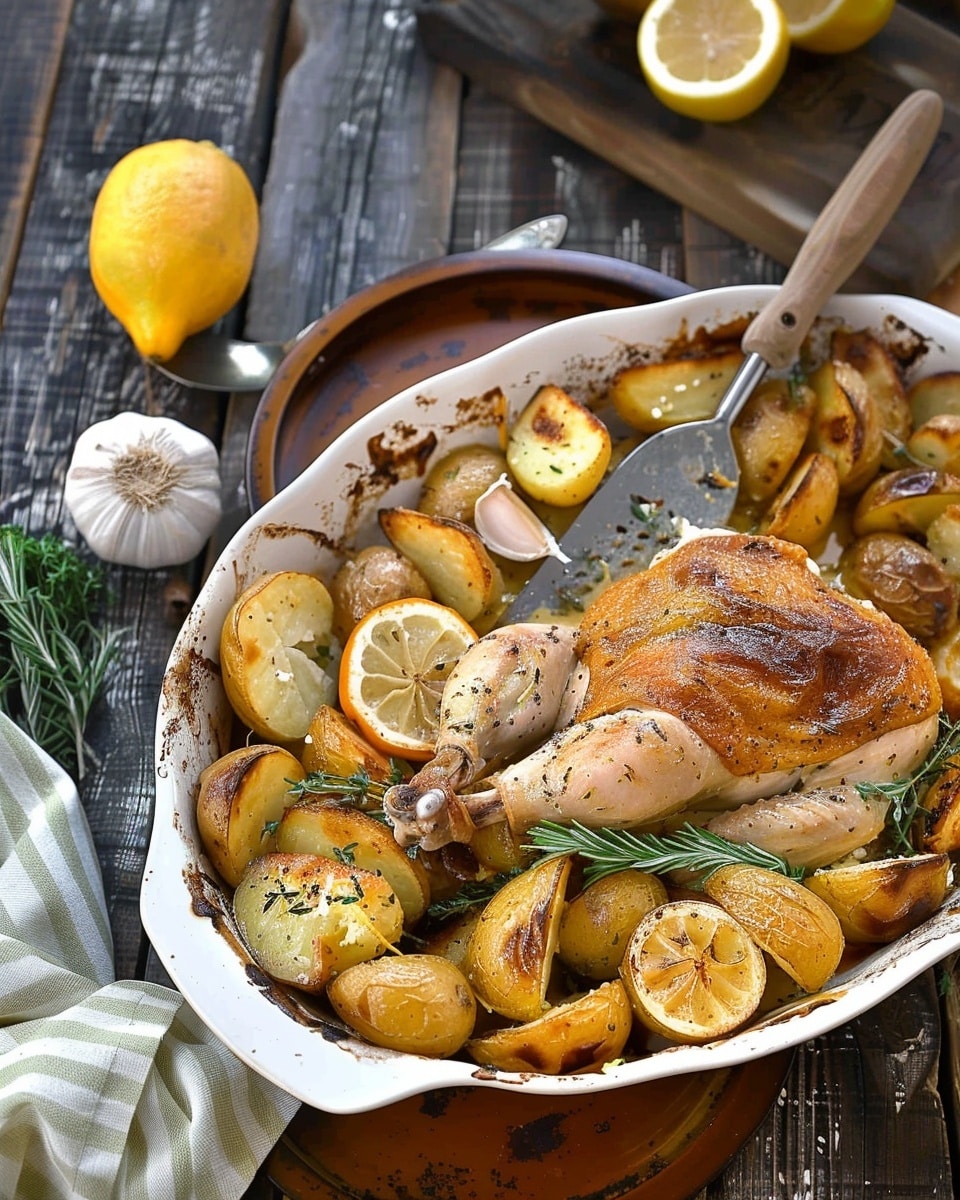 Lemon Garlic Roasted Chicken and Potatoes