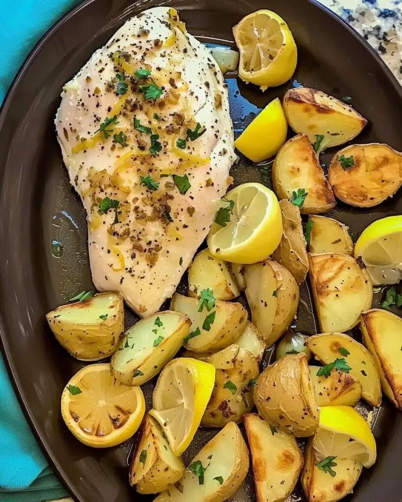 Lemon Garlic Roasted Chicken and Potatoes