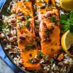 Maple Butter-Roasted Salmon and Wild Rice