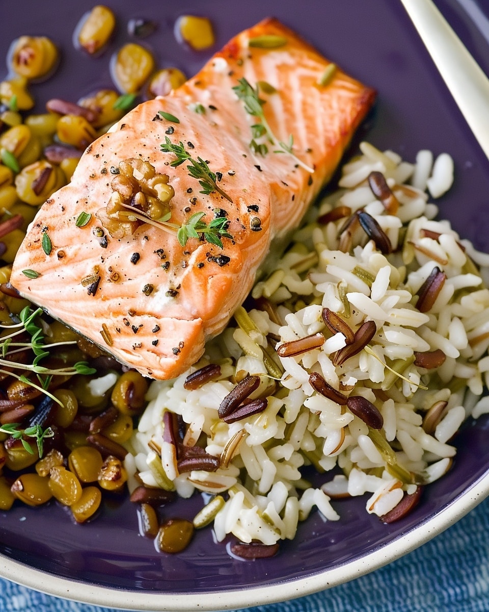 Maple Butter-Roasted Salmon and Wild Rice