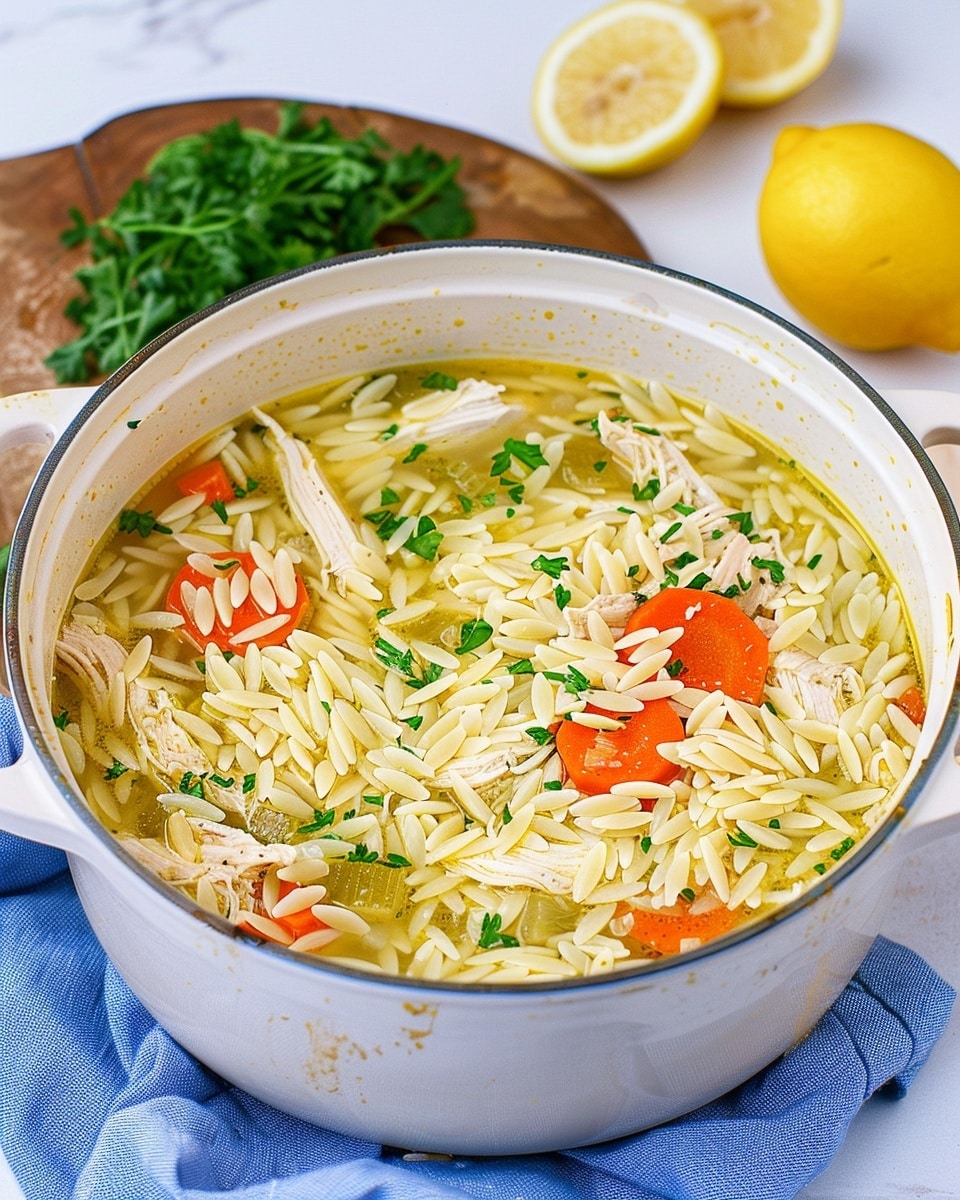 Mediterranean Lemon Chicken Orzo Soup