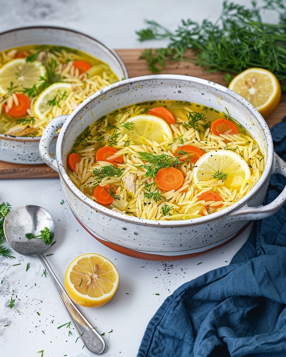 Mediterranean Lemon Chicken Orzo Soup