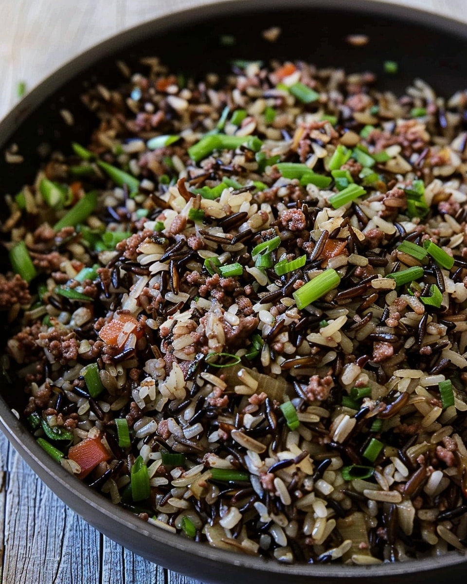 One Skillet Ground Beef and Wild Rice