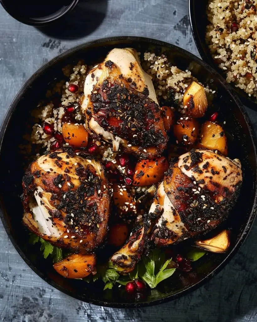 Oven-Roasted Chicken with Sumac, Pomegranate Molasses, Chilli and Sesame Seeds