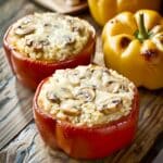 Rice & Mushroom Stuffed Bell Peppers
