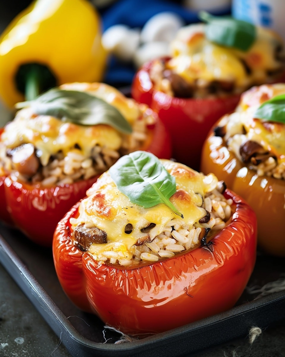 Rice & Mushroom Stuffed Bell Peppers