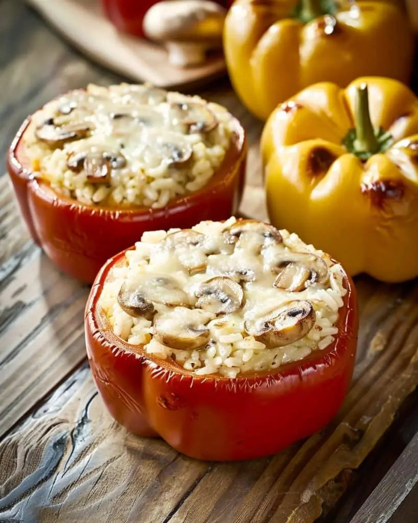 Rice & Mushroom Stuffed Bell Peppers