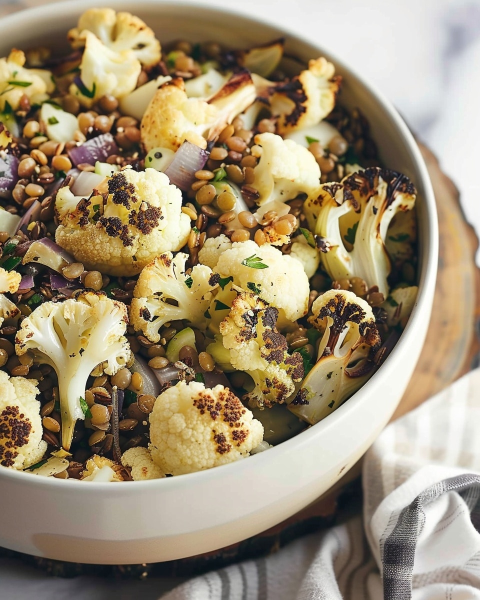 Roasted Cauliflower Lentil Salad with Olives