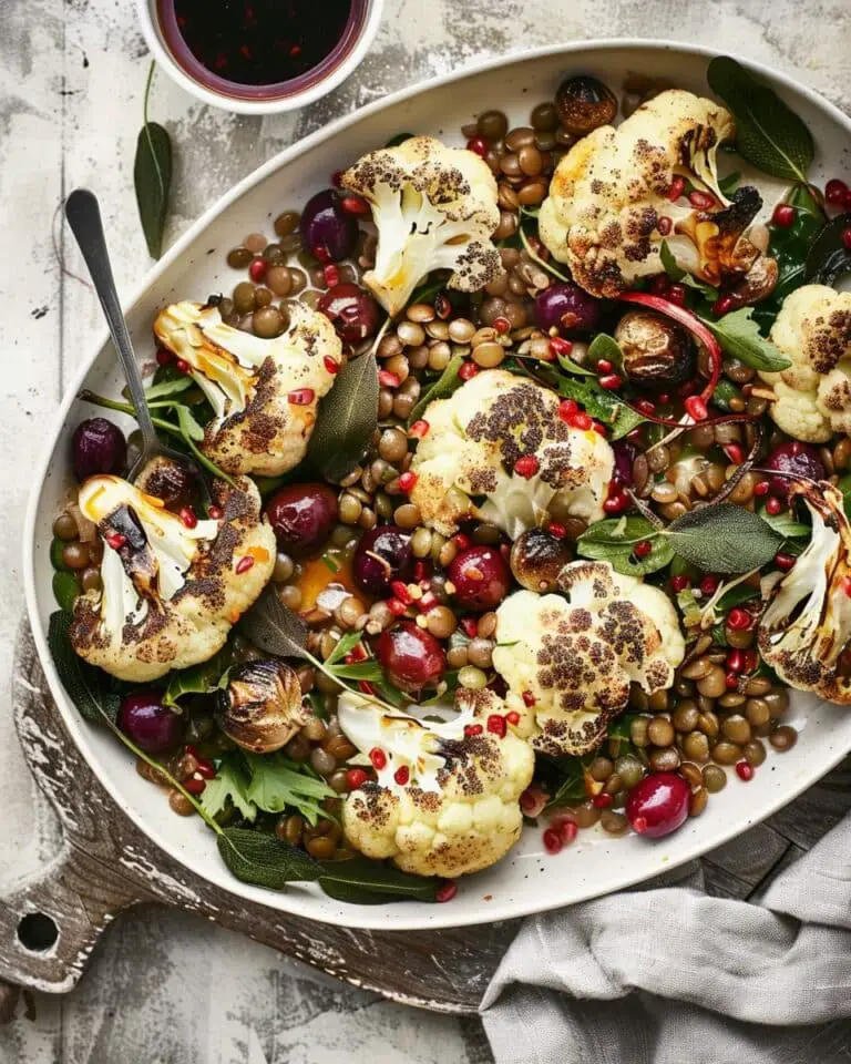 Roasted Cauliflower Lentil Salad with Olives