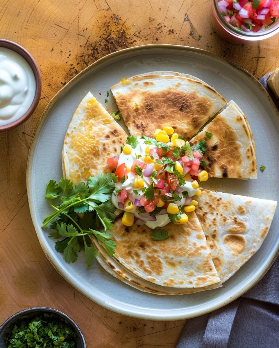 Rotisserie Chicken Quesadillas with Corn Pico de Gallo