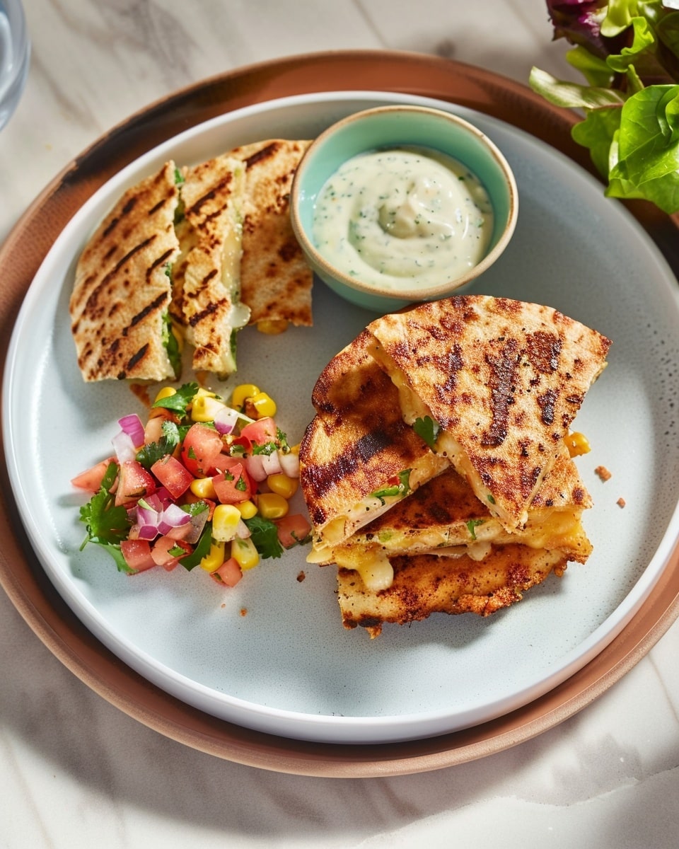 Rotisserie Chicken Quesadillas with Corn Pico de Gallo
