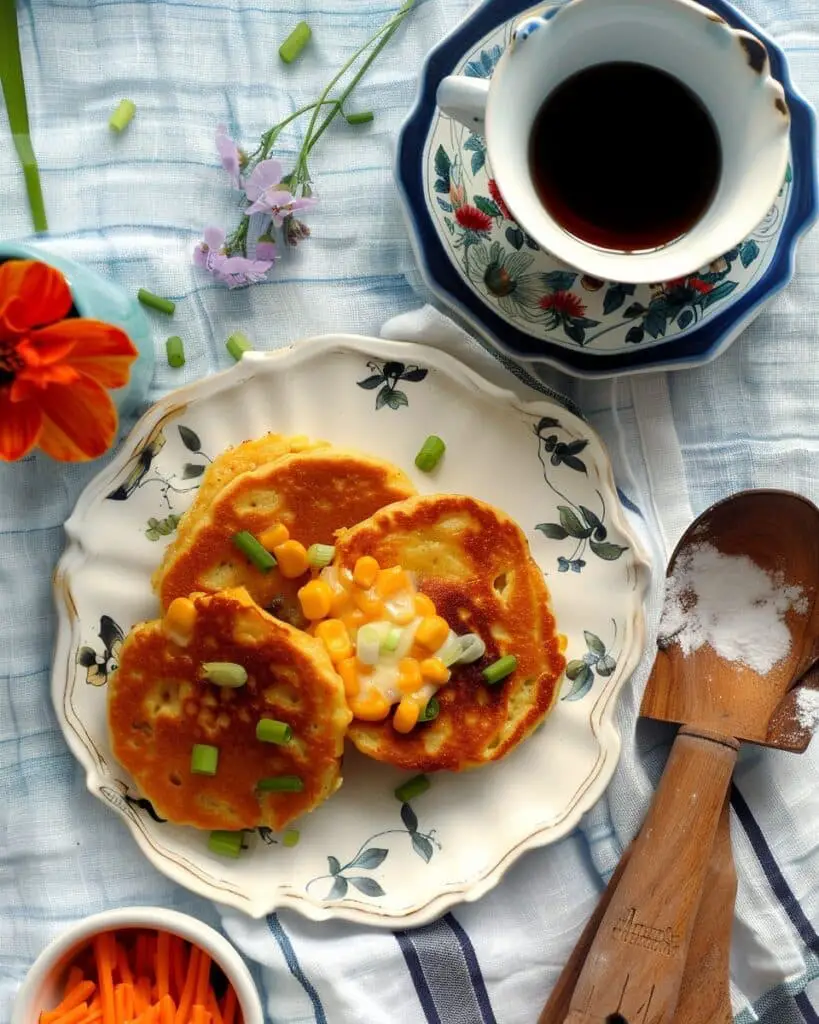 Savory Corn, Cheddar, & Scallion Pancakes