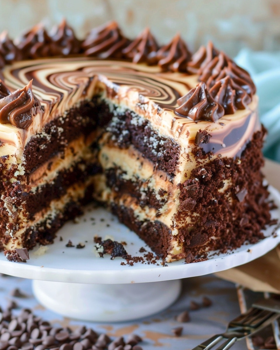 Sesame Chocolate Marbled Cake